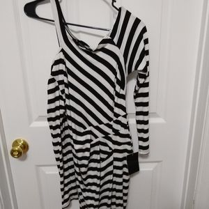 Black and White Striped Boston Proper Party Dress